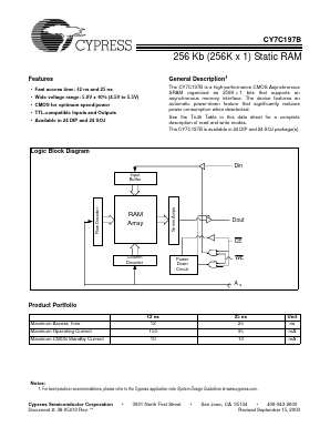 CY7C197B-25PC Datasheet PDF Cypress Semiconductor