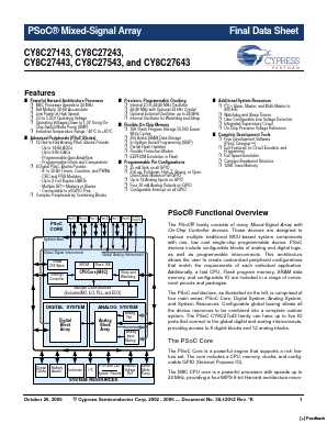 CY8C27443-24PVXIT Datasheet PDF Cypress Semiconductor
