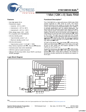 CY62128EV30LL-45SXI Datasheet PDF Cypress Semiconductor