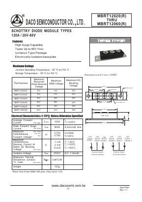 MBRT12020 Datasheet PDF DACO SEMICONDUCTOR CO.,LTD.