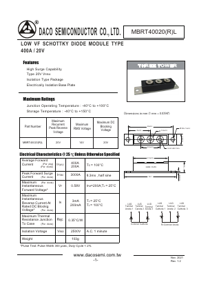 MBRT40020RL Datasheet PDF DACO SEMICONDUCTOR CO.,LTD.