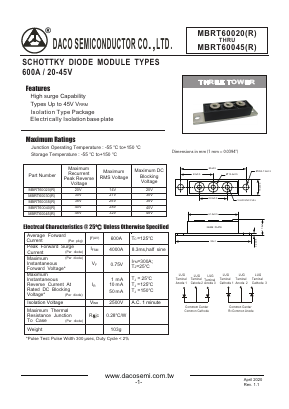 MBRT60040R Datasheet PDF DACO SEMICONDUCTOR CO.,LTD.
