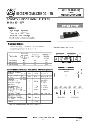 MBRT600100R Datasheet PDF DACO SEMICONDUCTOR CO.,LTD.
