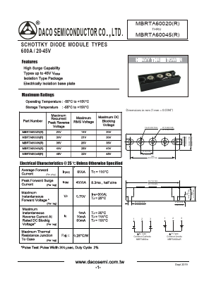 MBRTA60040 Datasheet PDF DACO SEMICONDUCTOR CO.,LTD.