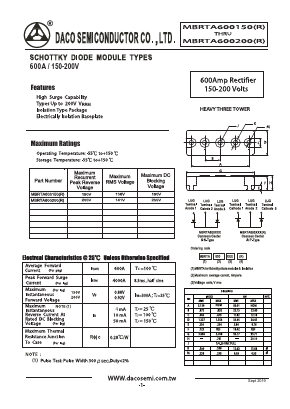 MBRTA600150R Datasheet PDF DACO SEMICONDUCTOR CO.,LTD.