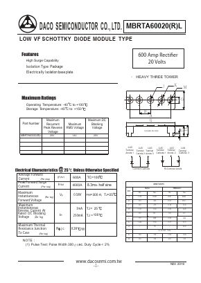MBRTA60020RL Datasheet PDF DACO SEMICONDUCTOR CO.,LTD.