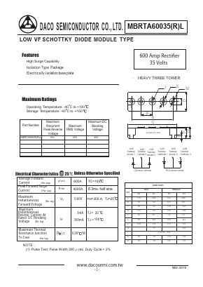 MBRTA60035L Datasheet PDF DACO SEMICONDUCTOR CO.,LTD.
