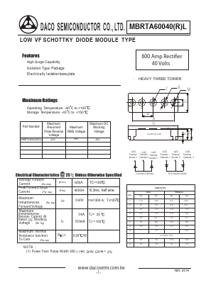 MBRTA60040RL Datasheet PDF DACO SEMICONDUCTOR CO.,LTD.
