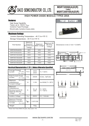 MSRT20080ADR Datasheet PDF DACO SEMICONDUCTOR CO.,LTD.