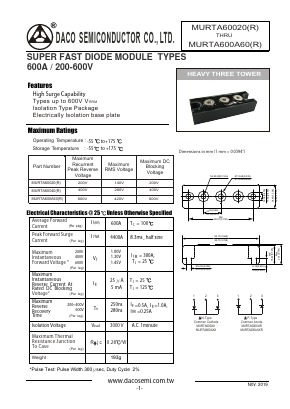 MURTA600A60 Datasheet PDF DACO SEMICONDUCTOR CO.,LTD.