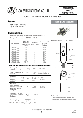MBR6020 Datasheet PDF DACO SEMICONDUCTOR CO.,LTD.