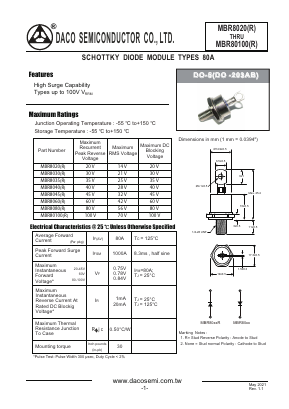 MBR8030 Datasheet PDF DACO SEMICONDUCTOR CO.,LTD.