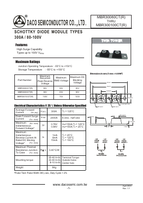 MBR30080CT Datasheet PDF DACO SEMICONDUCTOR CO.,LTD.