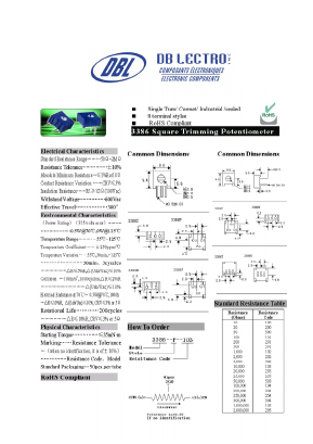 3386-C-104 Datasheet PDF DB Lectro Inc