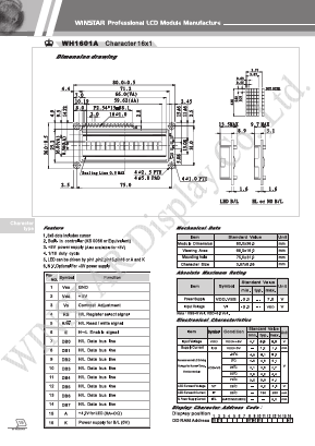WH1601A Datasheet PDF DB Lectro Inc