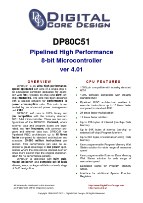 DP80C51 Datasheet PDF Digital Core Design