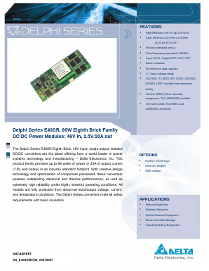E48SR2R520PRFA Datasheet PDF Delta Electronics, Inc.