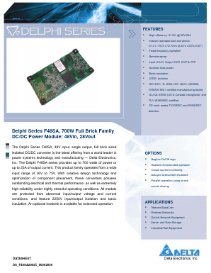 F48SA28025NNFB Datasheet PDF Delta Electronics, Inc.