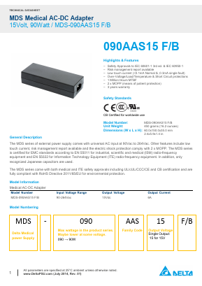 MDS-090AAS15F/B Datasheet PDF Delta Electronics, Inc.