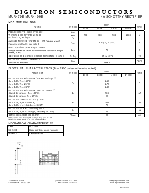 MUR480E Datasheet PDF Digitron Semiconductors