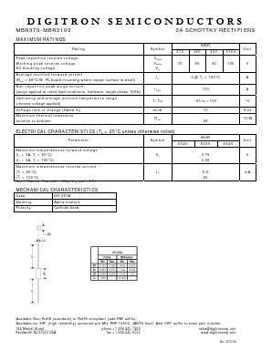 MBR390 Datasheet PDF Digitron Semiconductors