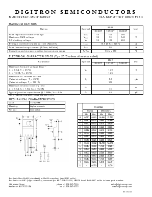 MUR1620CT Datasheet PDF Digitron Semiconductors
