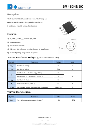 SM4834NSK Datasheet PDF SHENZHEN DOINGTER SEMICONDUCTOR CO., LTD.