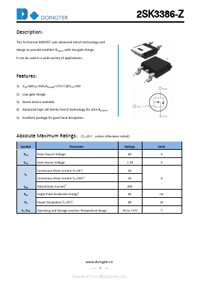 2SK338 Datasheet PDF SHENZHEN DOINGTER SEMICONDUCTOR CO., LTD.