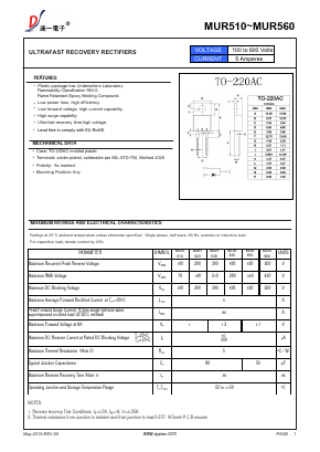 MUR510 Datasheet PDF DIYI Electronic Technology Co., Ltd.