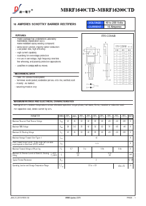 MBRF16150CTD Datasheet PDF DIYI Electronic Technology Co., Ltd.