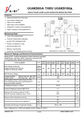 UG6KB40A Datasheet PDF DIYI Electronic Technology Co., Ltd.