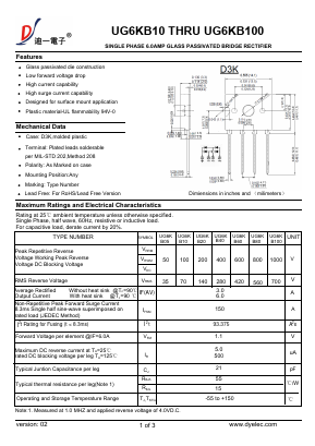 UG6KB100 Datasheet PDF DIYI Electronic Technology Co., Ltd.