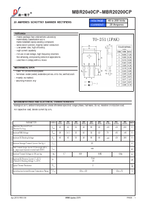 MBR2040CP Datasheet PDF DIYI Electronic Technology Co., Ltd.