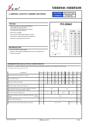 MBRF645 Datasheet PDF DIYI Electronic Technology Co., Ltd.
