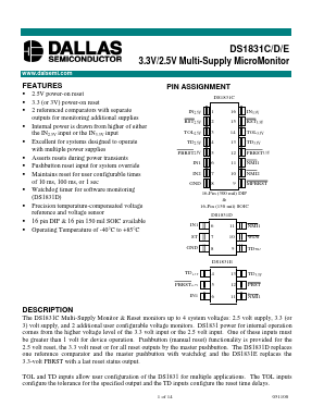 DS1831ES Datasheet PDF Dallas Semiconductor -> Maxim Integrated