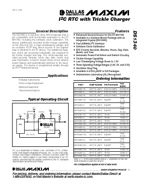 DS1340C-3+ Datasheet PDF Dallas Semiconductor -> Maxim Integrated