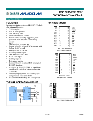DS17287N-3 Datasheet PDF Dallas Semiconductor -> Maxim Integrated