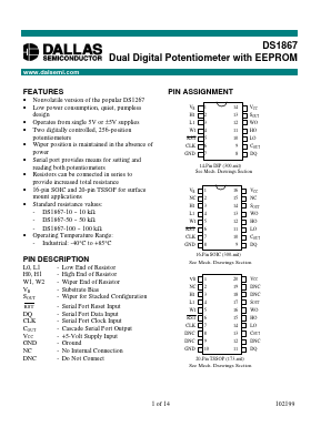 DS1867 Datasheet PDF Dallas Semiconductor -> Maxim Integrated