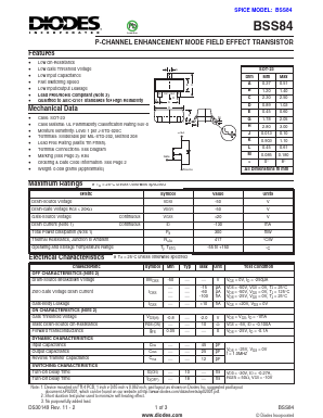 BSS84 Datasheet PDF Diodes Incorporated.