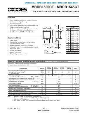 MBRB1535CT Datasheet PDF Diodes Incorporated.