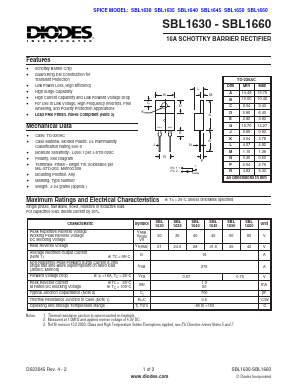 SBL1660 Datasheet PDF Diodes Incorporated.