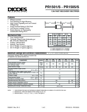 PR15001S Datasheet PDF Diodes Incorporated.