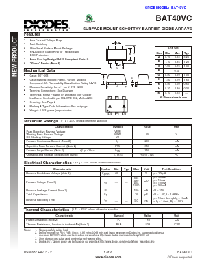 BAT40VC Datasheet PDF Diodes Incorporated.