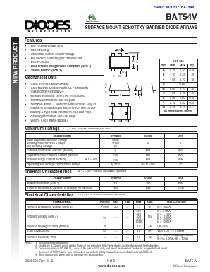 BAT54V Datasheet PDF Diodes Incorporated.