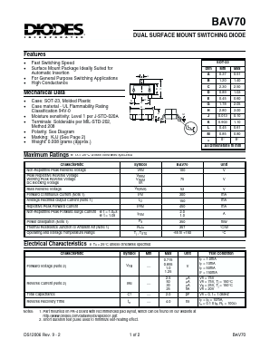 BAV70-7 Datasheet PDF Diodes Incorporated.