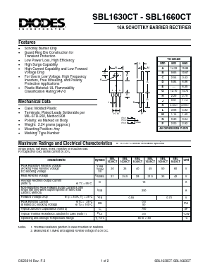 SBL1640CT Datasheet PDF Diodes Incorporated.