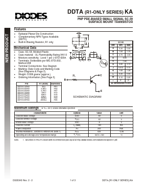 DDTA124TKA-7 Datasheet PDF Diodes Incorporated.
