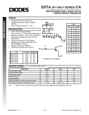 DDTA123TCA Datasheet PDF Diodes Incorporated.