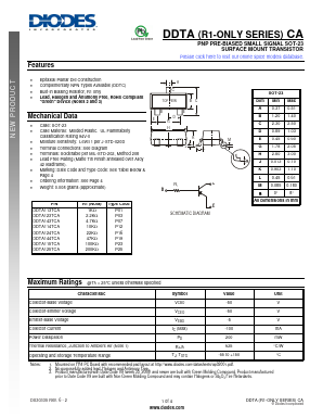 DDTA115TCA-7-F Datasheet PDF Diodes Incorporated.