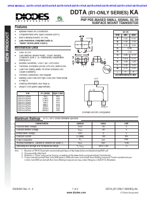 DDTA123TKA Datasheet PDF Diodes Incorporated.